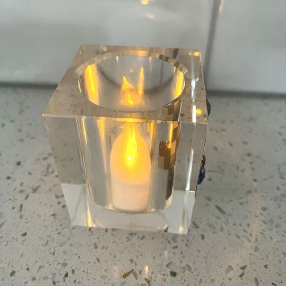 Oleg Cassini Cathedral Mosaic 2 3/4" Crystal Box Cross Vintage Tea Light - Picture 6 of 8